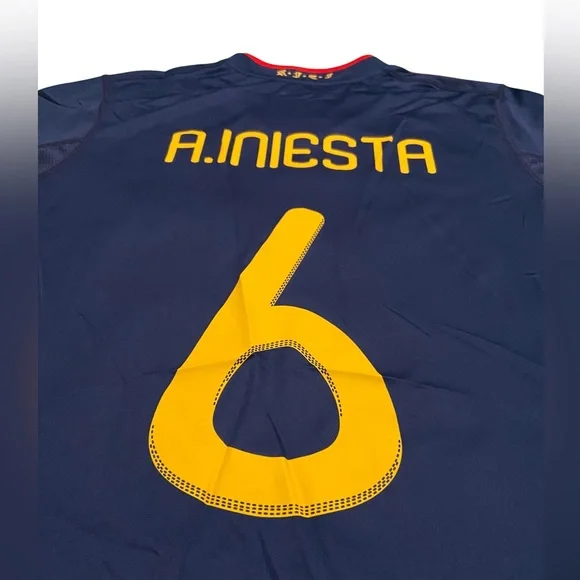 2010 Spain Away World Cup Final Soccer Jersey #6 A. Iniesta Size M-L